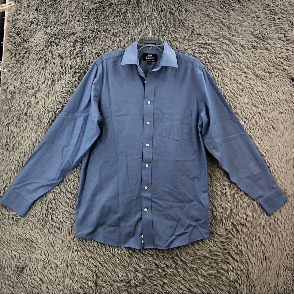 Stafford Shirt Neck 15.5 Super Twill 100 Percent Cotton Wrinkle Free Button Up